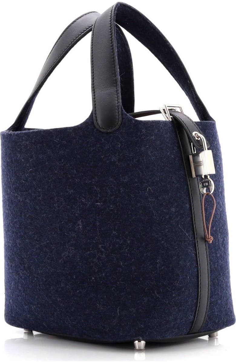 Pre-Owned Hermes Picotin Lock Bag Felt with Leather PM, Alternate, color, Bleu Nuit