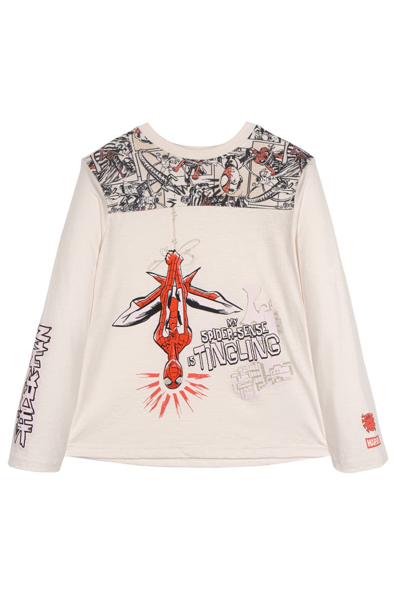 Spider-Man 2-Piece Long Sleeve T-Shirt Set, Alternate, color, Peach Ivory