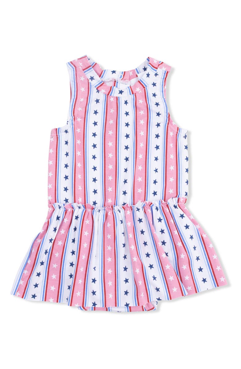 Angel Dear Stars & Stripes Skirted Bodysuit, Main, color, 
