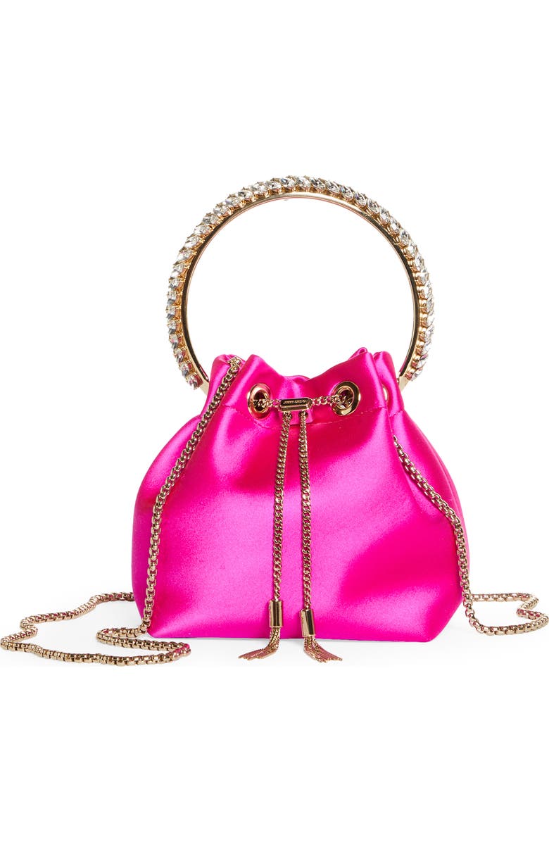 Jimmy Choo Bon Bon Satin Bucket Bag, Main, color,