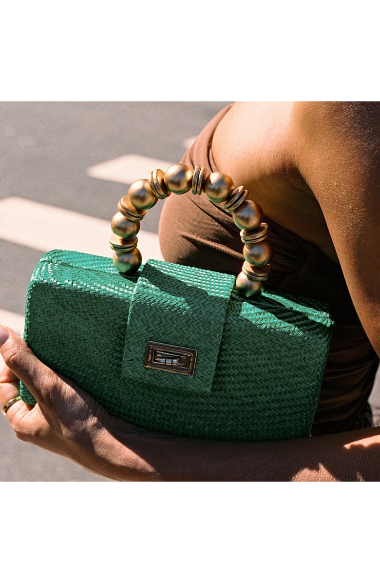 Soli & Sun THE SERENA Woven Straw Clutch Bag, Alternate, color, Green