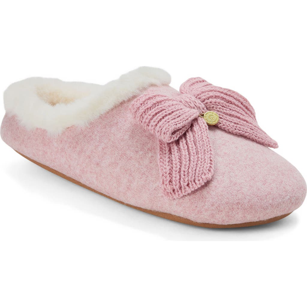 Dearfoams Josie Knit Clog Slipper With Bow In Pink