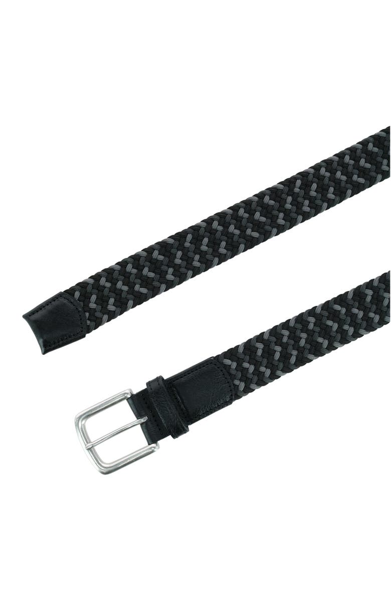 Trafalgar Chandler Mixed Weave Stretch Belt, Alternate, color, Black And Grey