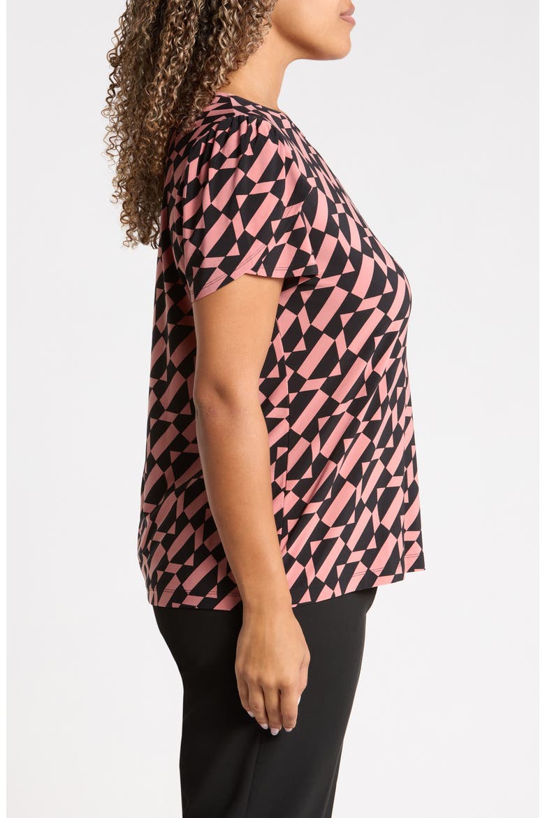 Gathered Tulip Sleeve Top, Alternate, color, ANNE BLACK/ PRIMROSE
