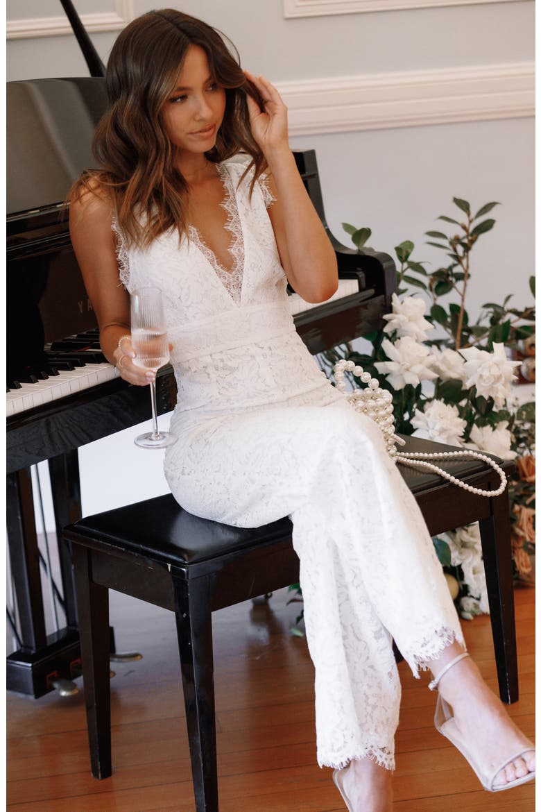 Eloise Cotton Blend Lace Jumpsuit, Alternate, color, IVORY