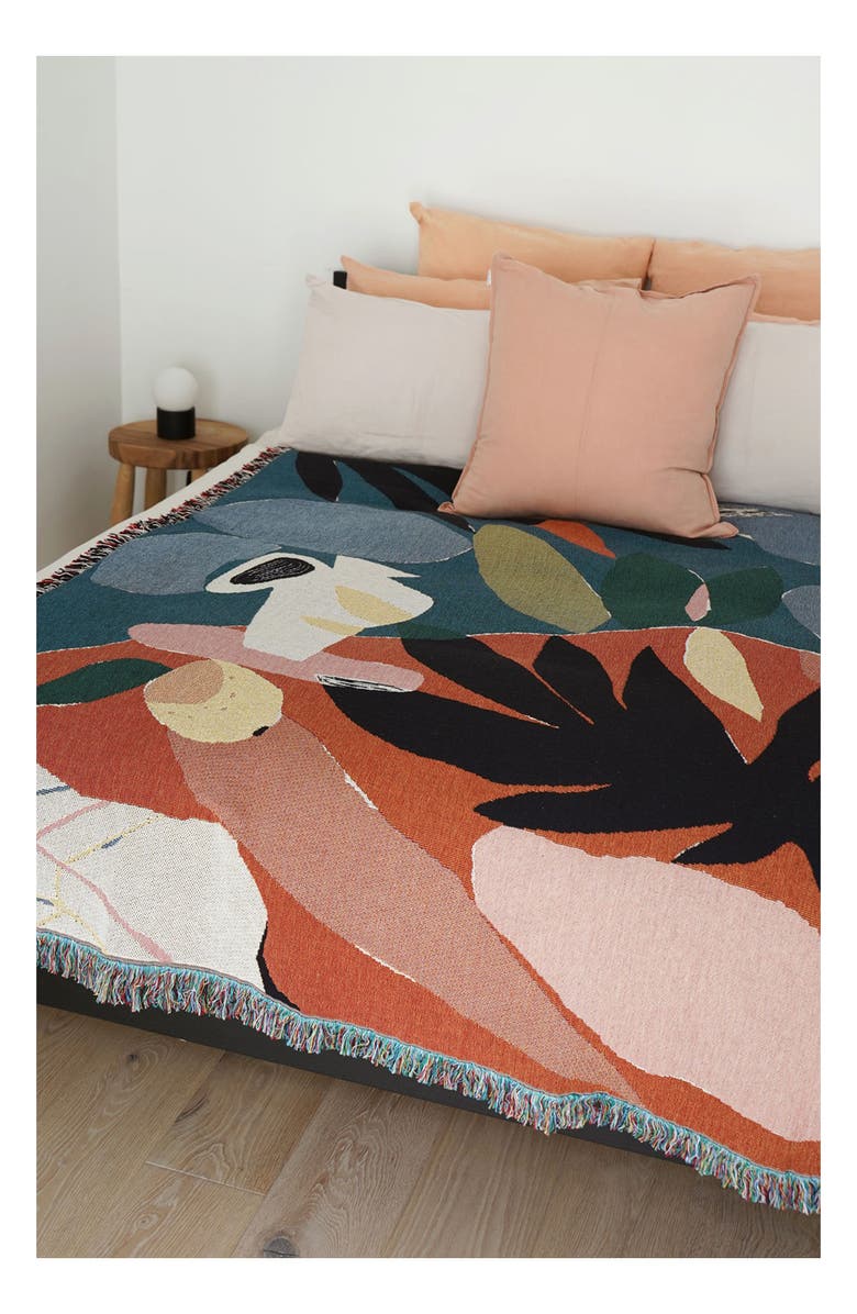 Slowdown Studio Woven Throw Blanket, Alternate, color, Coral Multi