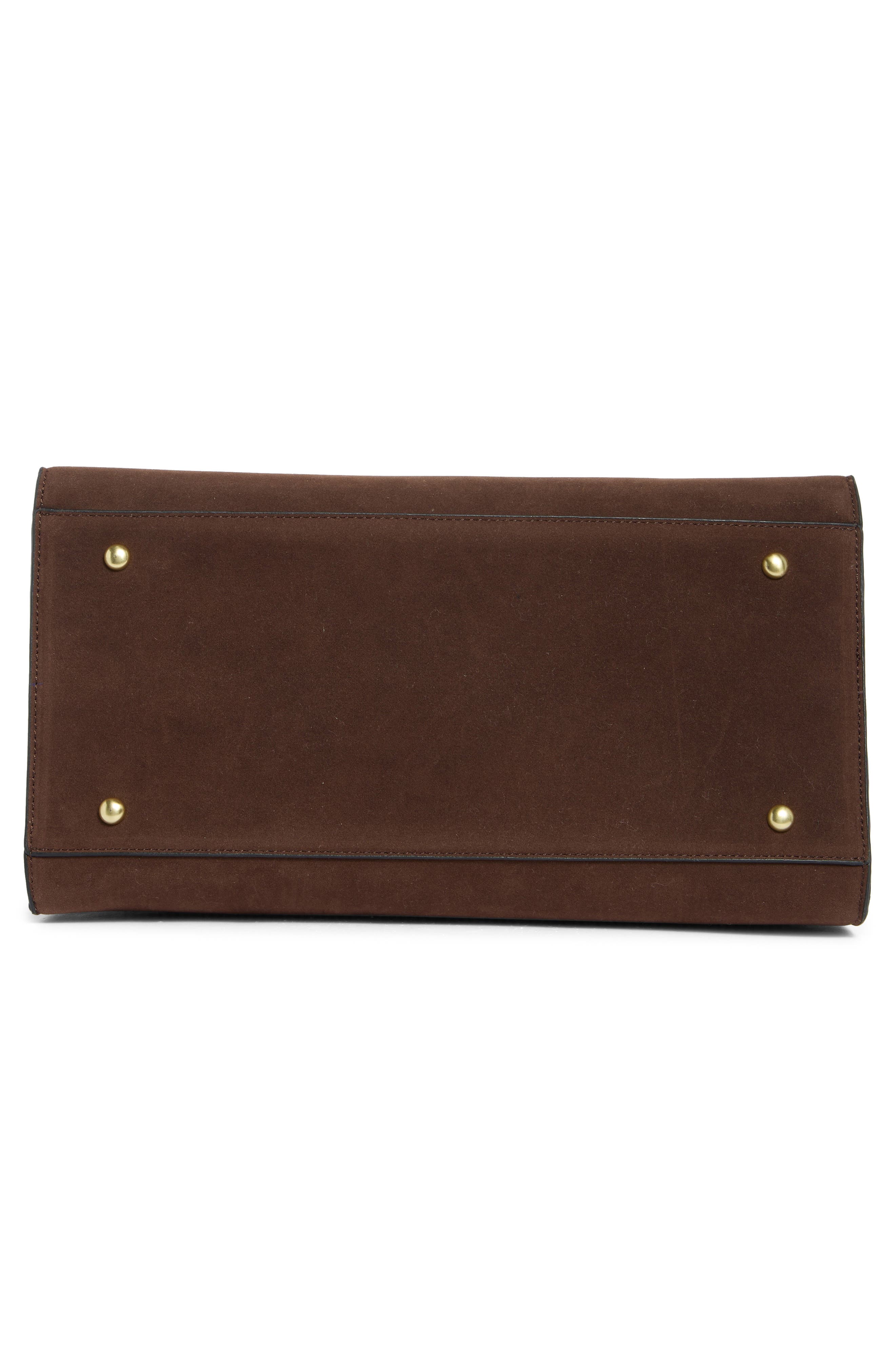 BCBG Suede Structured Satchel Bag, Alternate, color, Chocolate