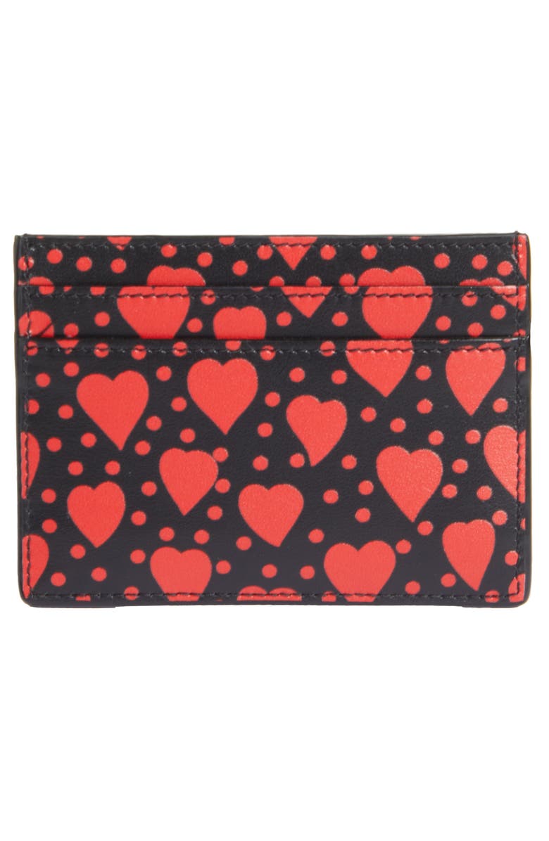 Saint Laurent Monogram Heart Leather Card Case, Alternate, color,