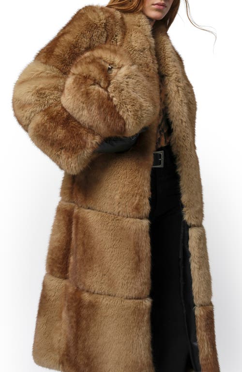 Apparis Sylke Pluche™ Faux Mink Longline Coat In Brown