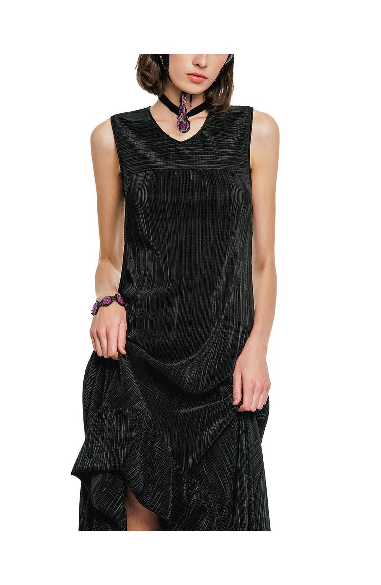 Anna Sui Plisse Hi-Low  Dress, Alternate, color, Black