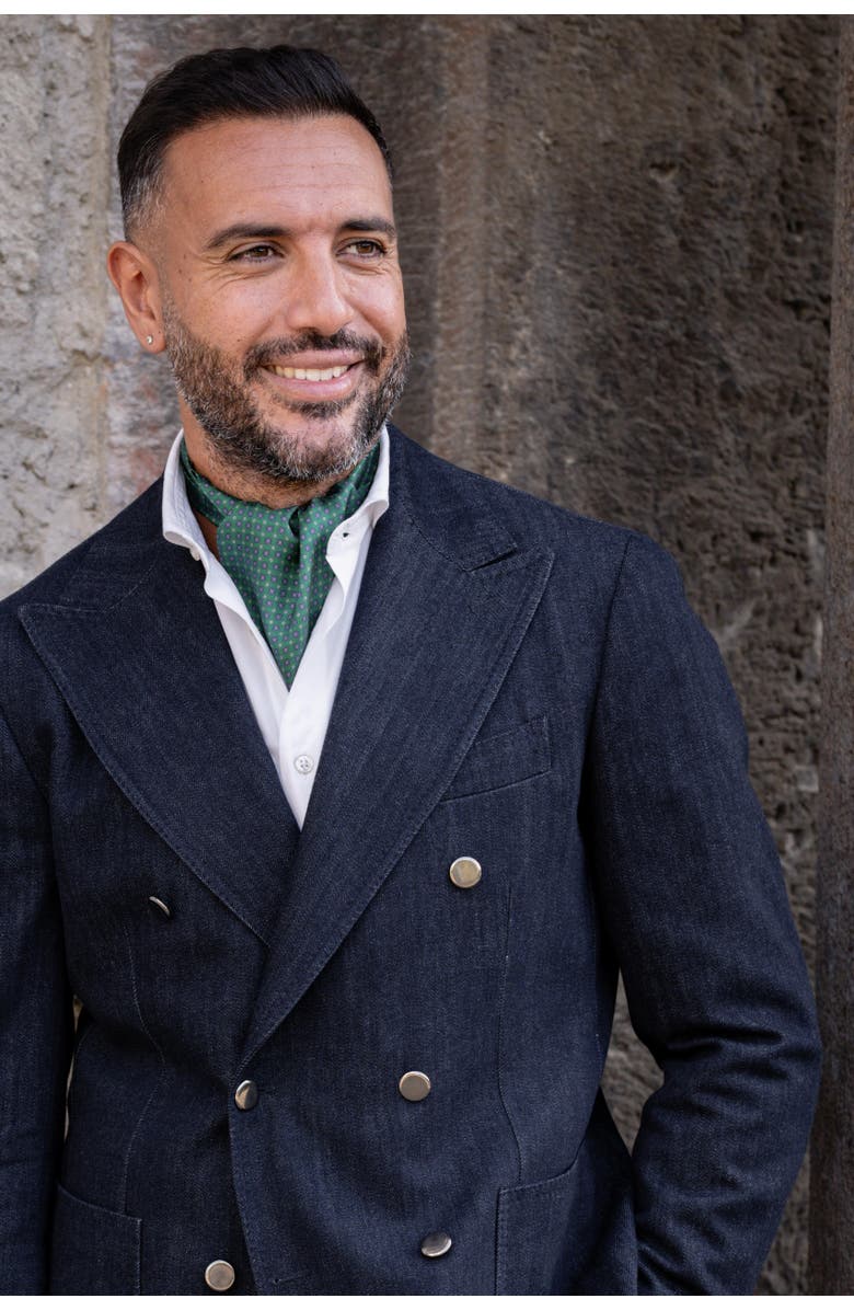 Elizabetta Navona - Silk Ascot Cravat Tie for Men, Alternate, color, Green