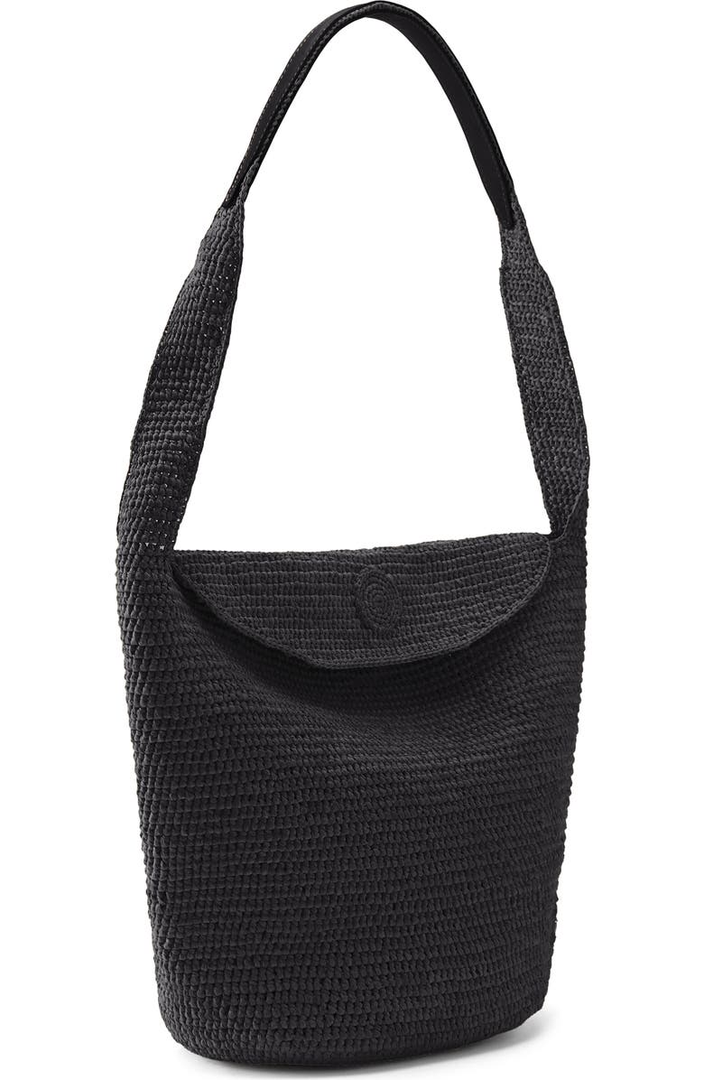 Helen Kaminski Yala Crochet Raffia Shoulder Bag, Alternate, color, Charcoal/ Black