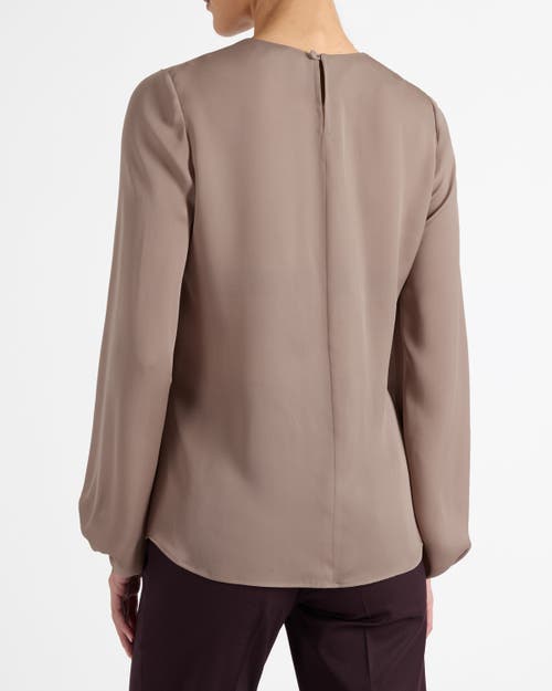 Santorelli Elena Long Sleeve Twist Neckline Blouse In Neutral