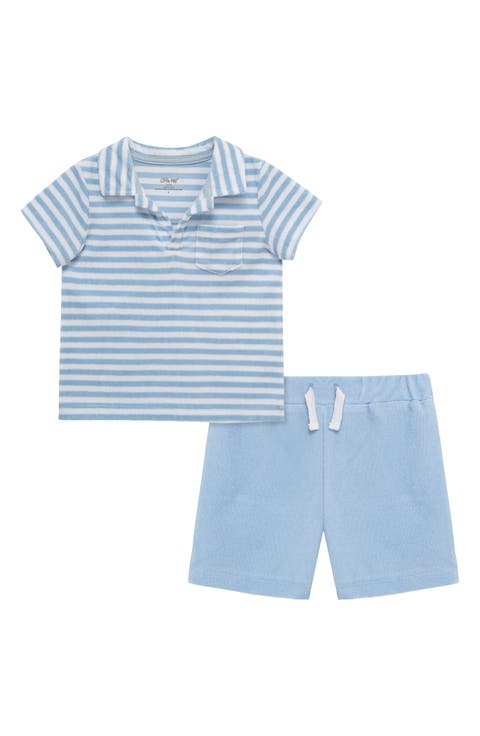 Stripe Terry Polo & Shorts Set (Baby)