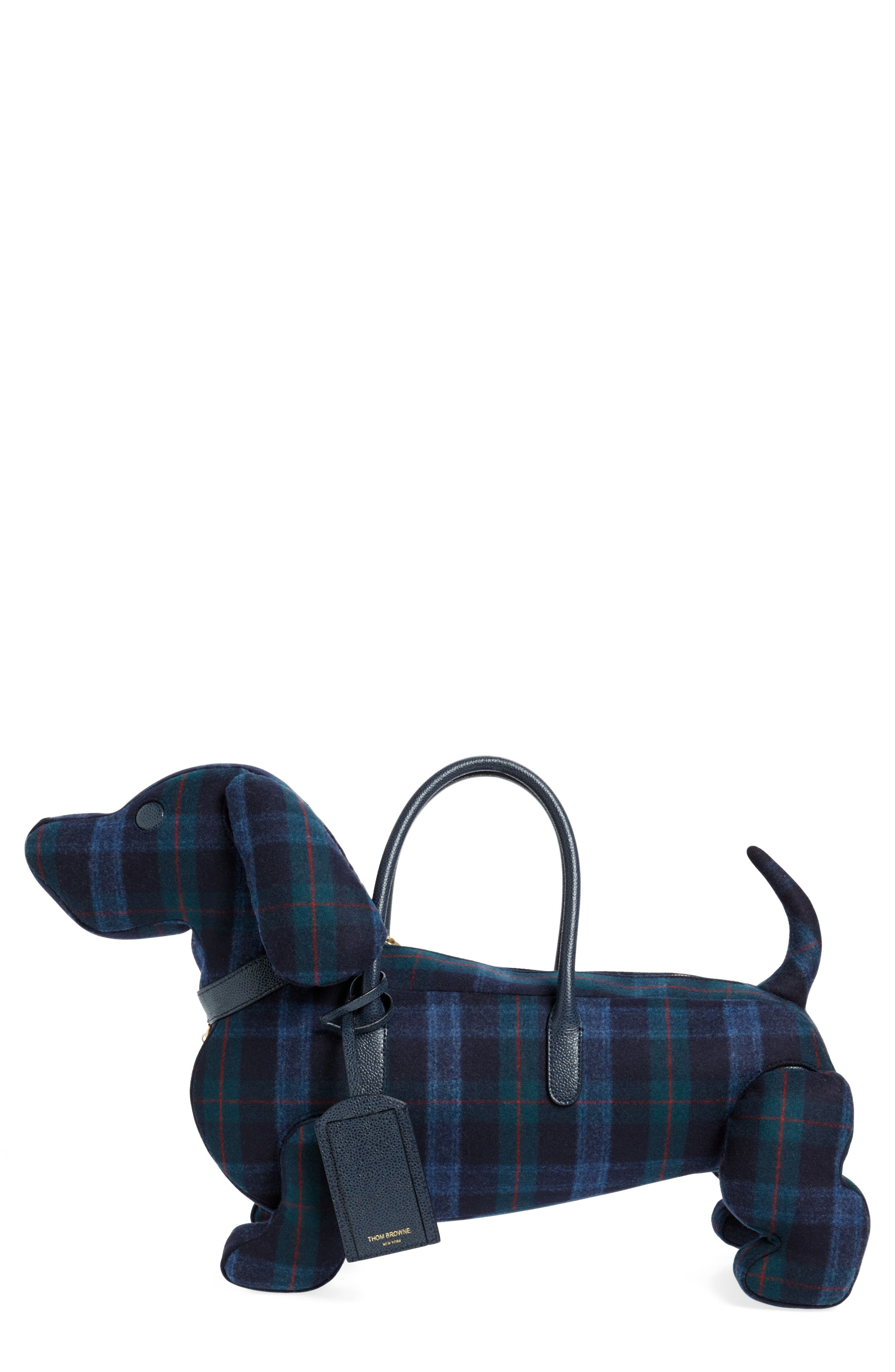 Thom Browne Hector TB Tartan Wool & Cashmere Top Handle Bag, Main, color, 
