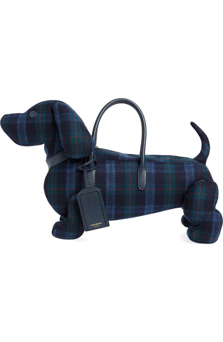 Thom Browne Hector TB Tartan Wool & Cashmere Top Handle Bag, Main, color,