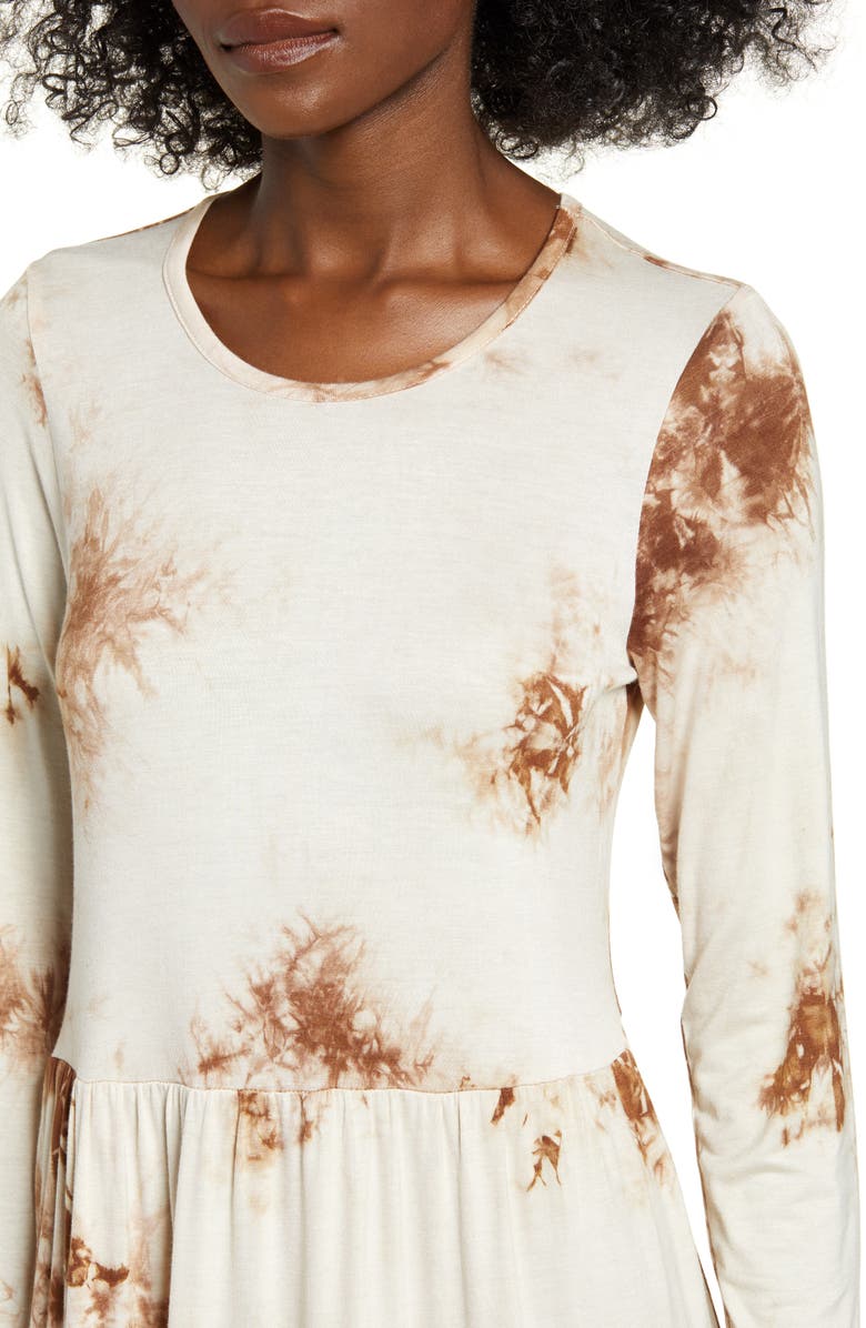 Love, Fire Tie Dye Long Sleeve Babydoll Dress, Alternate, color,