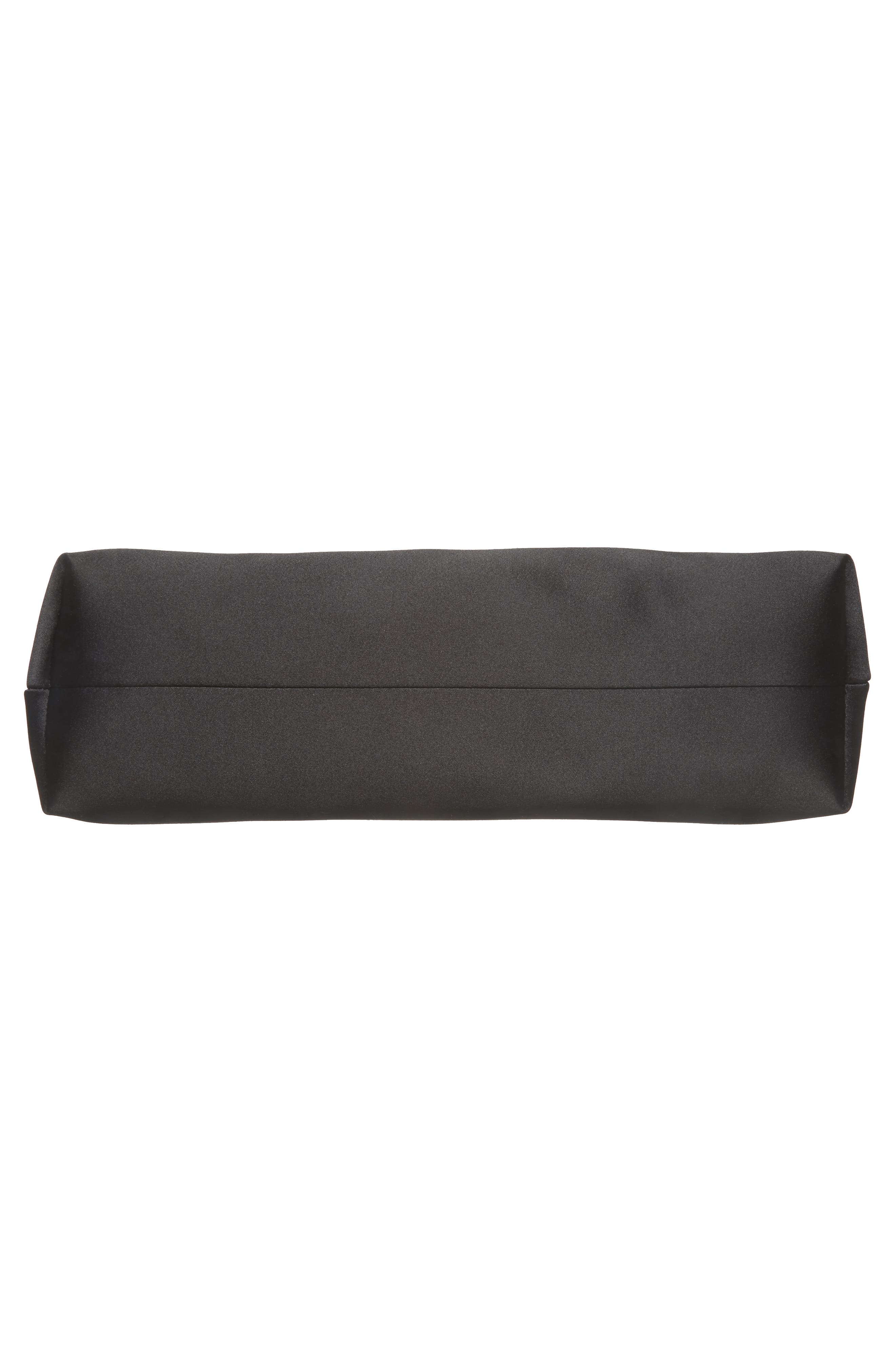 Small Coletta Bow Satin Clutch, Alternate, color, BLACK