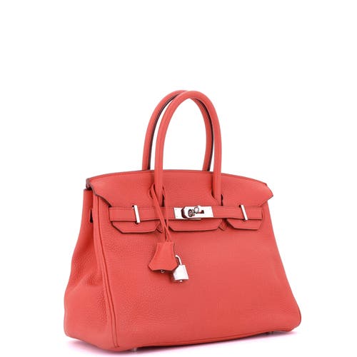 Pre-owned Hermes  Hermes Birkin Handbag Pink Clemence With Palladium Hardware 30 In Orange