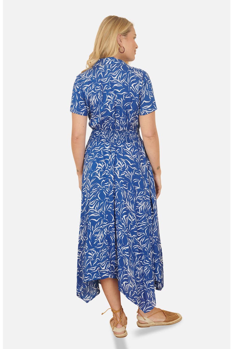 Printed Midi Ruched Shirt Dress, Alternate, color, Blue