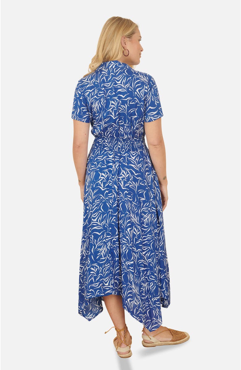 Yumi Printed Midi Ruched Shirt Dress, Alternate, color, Blue