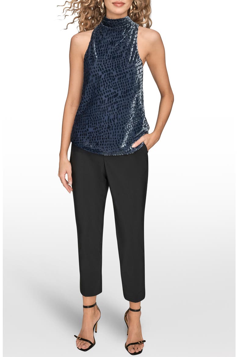 Velvet Burnout Cowl Neck Tank, Alternate, color, DARK TEMPEST