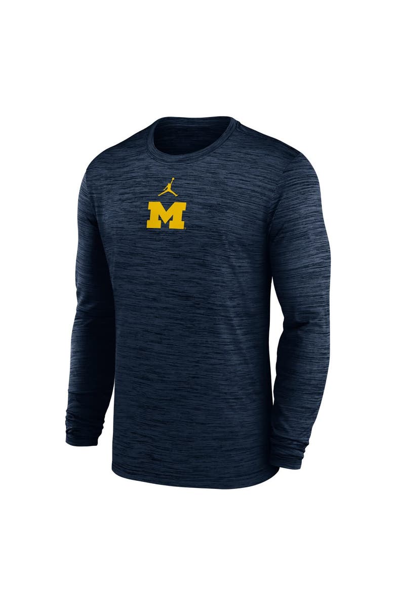 Jordan Brand Men's Jordan Brand Navy Michigan Wolverines 2025 Sideline Velocity Performance Long Sleeve T-Shirt, Alternate, color, Navy