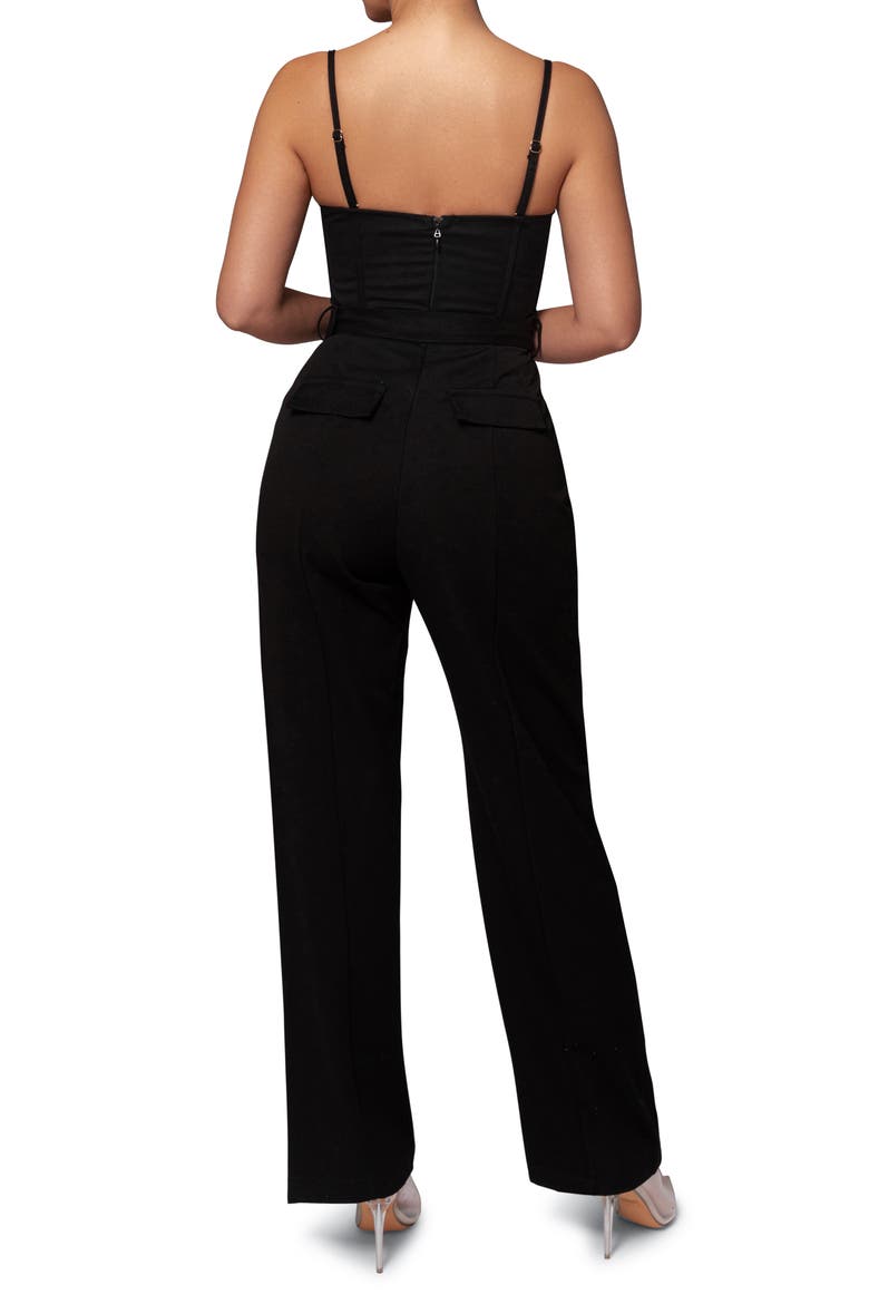 Sweetheart Aroma Bustier Jumpsuit, Alternate, color, BLACK