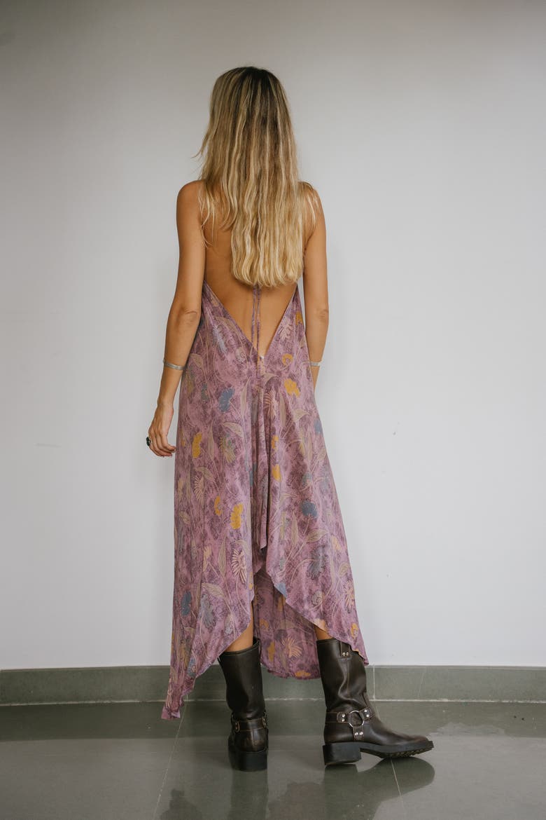 Classic Silk Dress Katie, Alternate, color, Purple Print