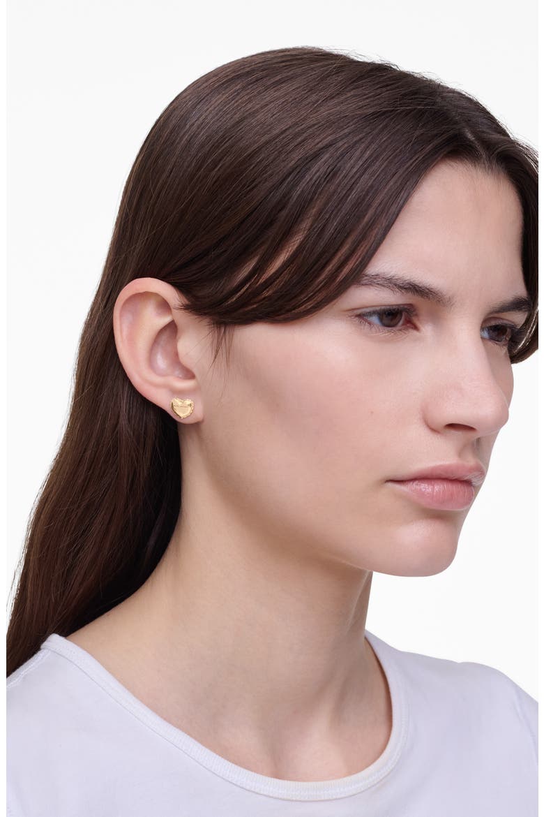 Micro Heart Balloon Stud Earrings, Alternate, color, LIGHT ANTIQUE GOLD