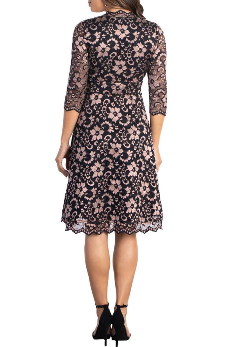 Kiyonna Mon Cherie Lace Cocktail Dress, Alternate, color, Rose Gold