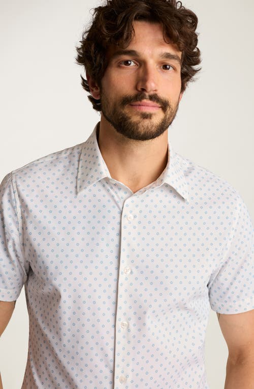 Bonobos Geo Print Tech Short Sleeve Button-up Shirt In White