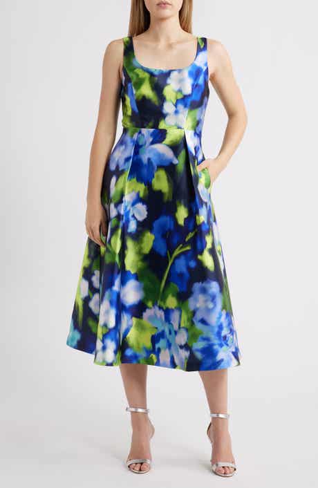 Julia Jordan Print Pleated Sleeveless Midi Dress