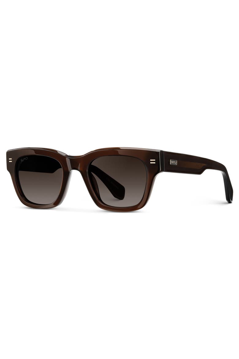 Clint - 50mm Rectangular Polarized Sunglasses, Alternate, color, Burnt Cedar Brown