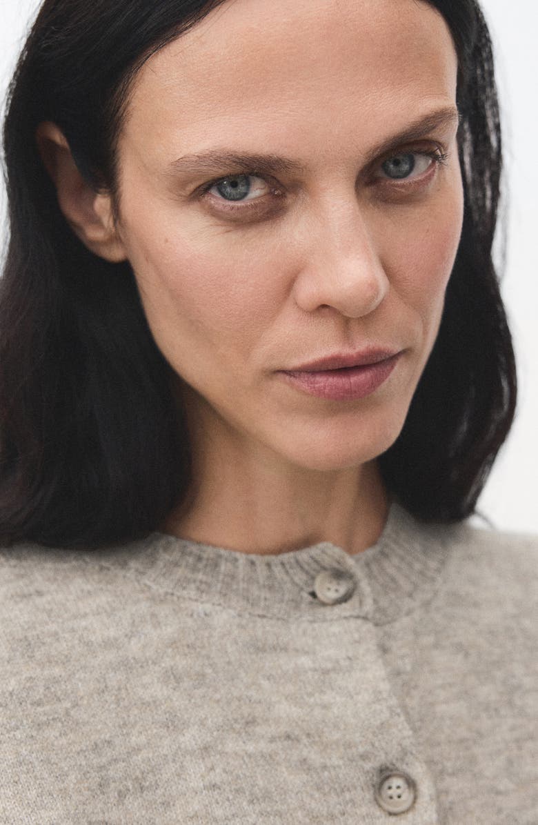 MANGO Crewneck Cardigan, Alternate, color, Light/ Pastel Grey