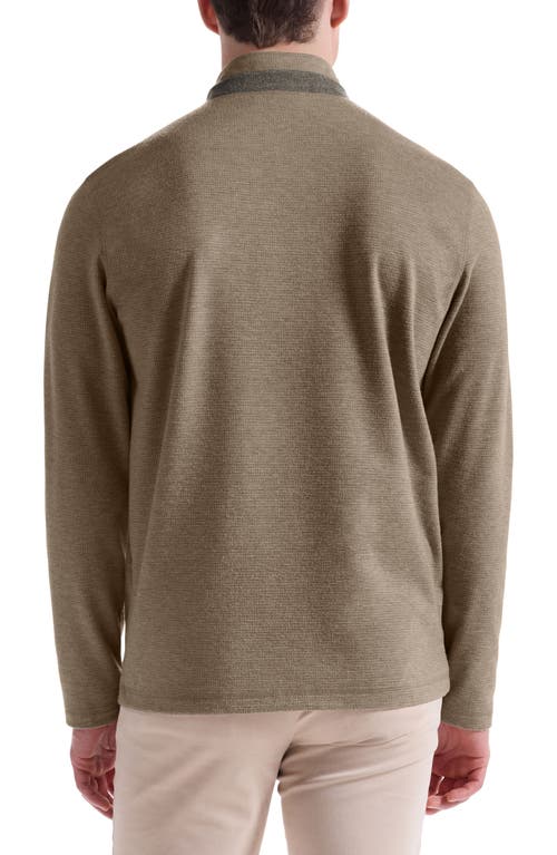 Bugatchi Houndstooth Patern Quarter Zip Top In Green