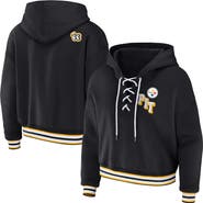 WEAR by Erin Andrews Women's WEAR by Erin Andrews Black Pittsburgh Steelers Plus Size Lace-Up Pullover Hoodie
