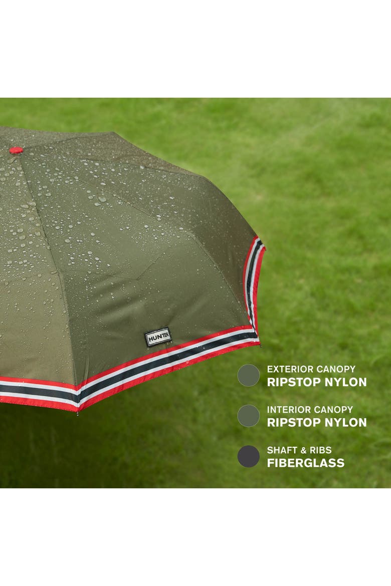 Signature Stripe Compact Umbrella, Alternate, color, Cypress Green
