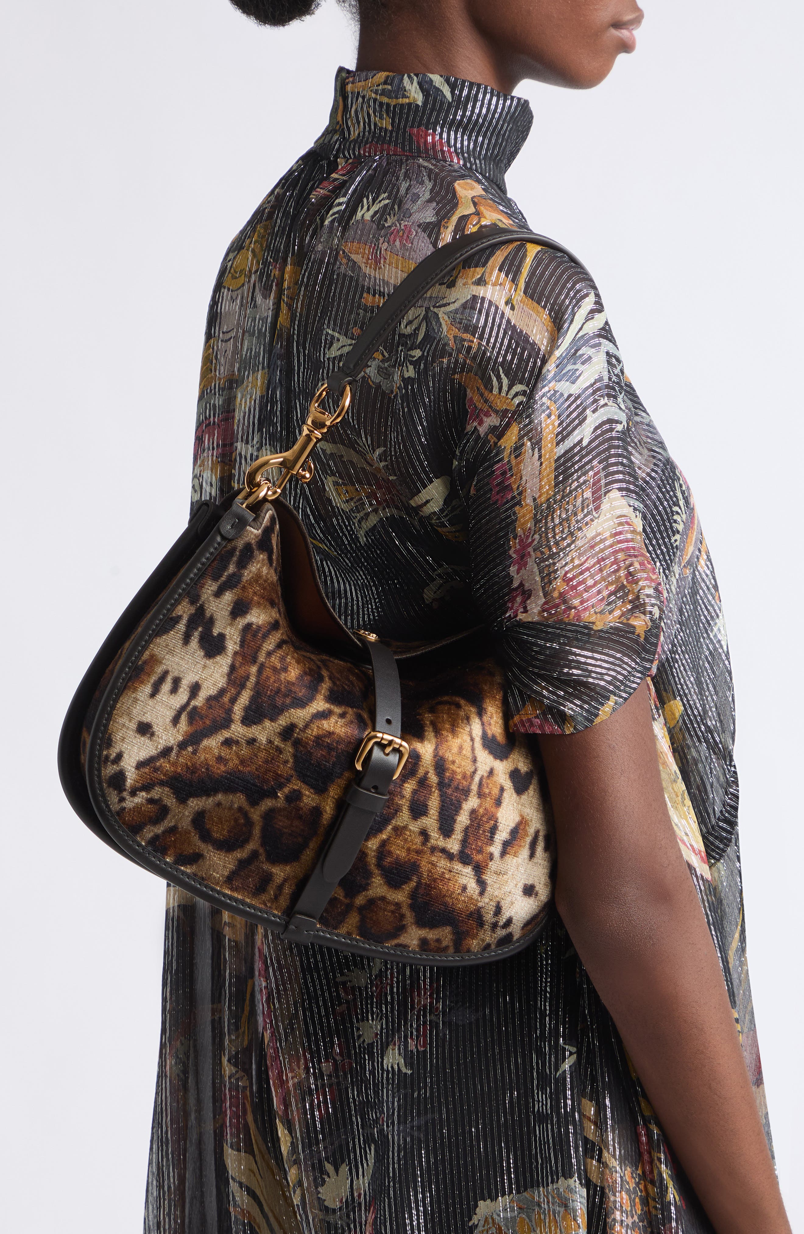 Animal Print Velvet Shoulder Bag, Alternate, color, PRINT ON BEIGE BASE