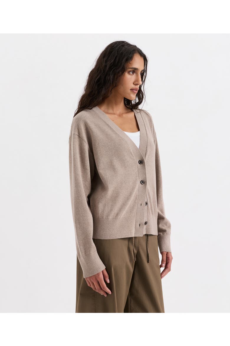Organic Cotton Essential Cardigan, Alternate, color, Soft Umber Heather