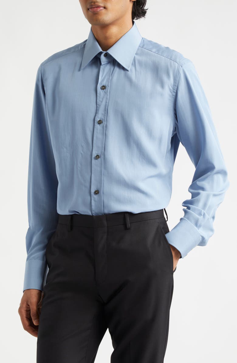 TOM FORD Fluid Parachute Slim Fit Button-Up Shirt, Alternate, color, Hb555 Avian Blue