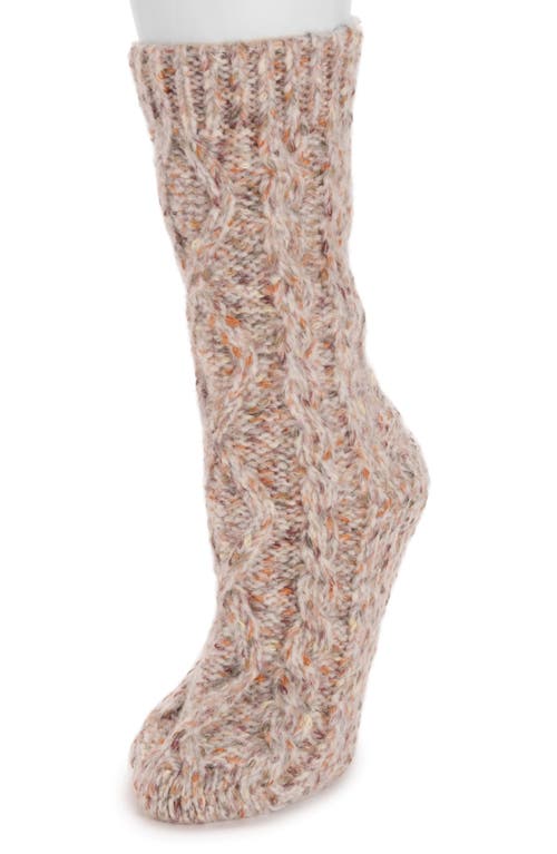 Muk Luks Cable Knit Sweater Crew Socks In Brown