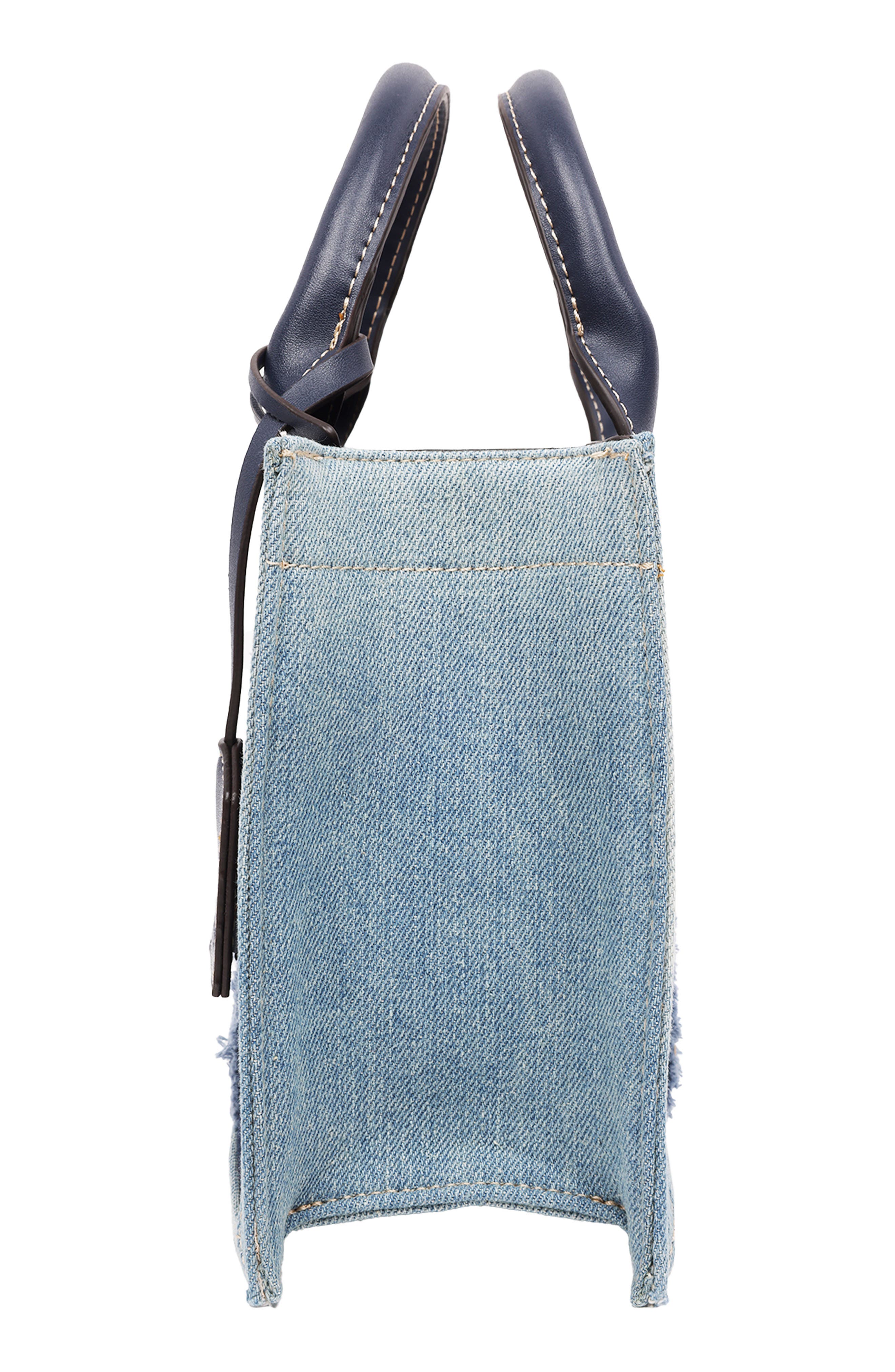 True Religion Frayed Denim Modern Tote Bag, Alternate, color, Denim/ Blue