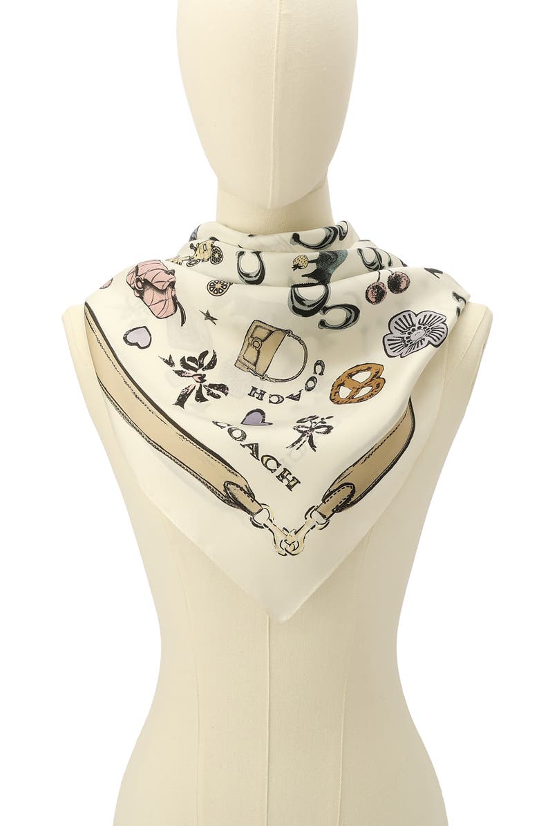 COACH Iconic Motifs Square Silk Scarf, Alternate, color, 
