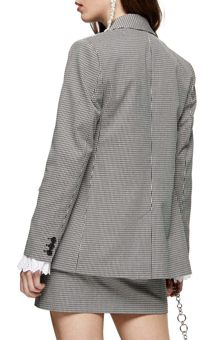 Topshop Mini Dogtooth Double Breasted Blazer, Alternate, color,