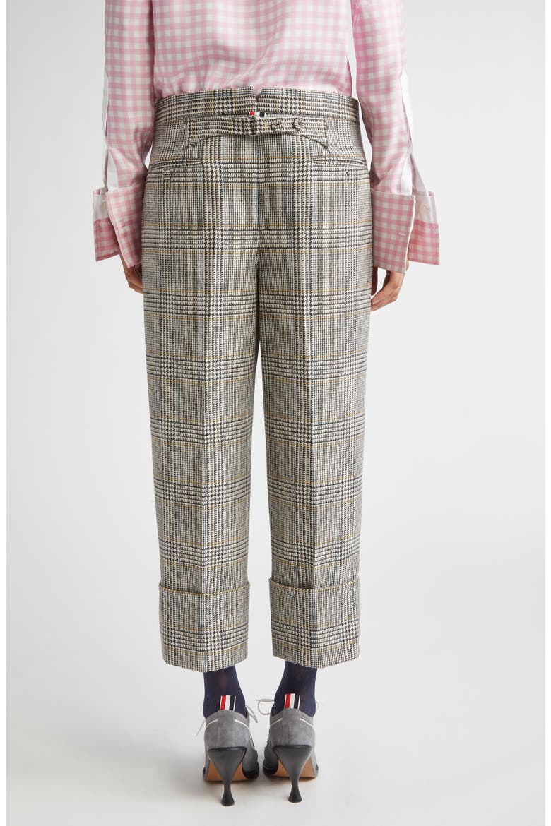 Pow Glen Plaid Hunting Tweed Crop Backstrap Trousers, Alternate, color, BLACK/ WHITE
