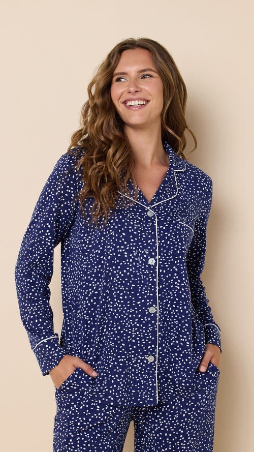 The Cat's Pajamas Pima Knit Pajama Print Set In Blue
