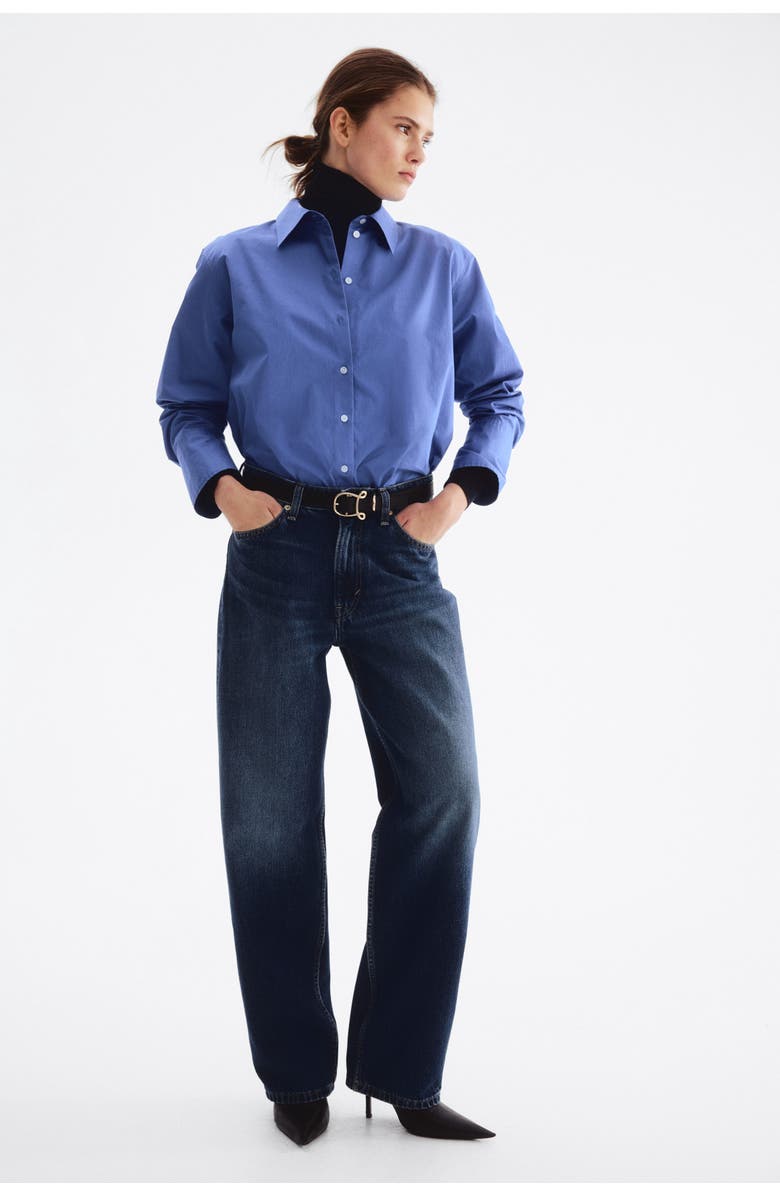 H&M Barrel High Waist Jeans, Alternate, color, Dark Denim Blue