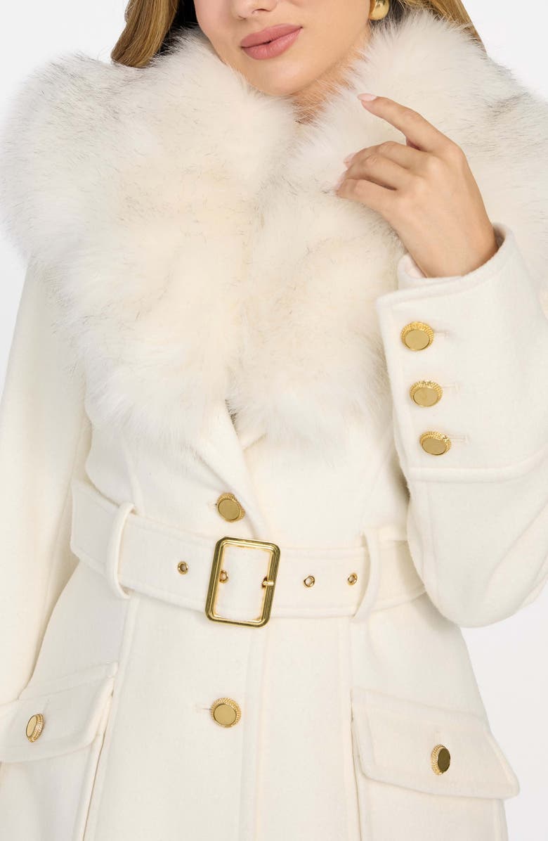 Marciano Alice Belted Coat with Removable Faux Fur Collar, Alternate, color, Mcdm-Open