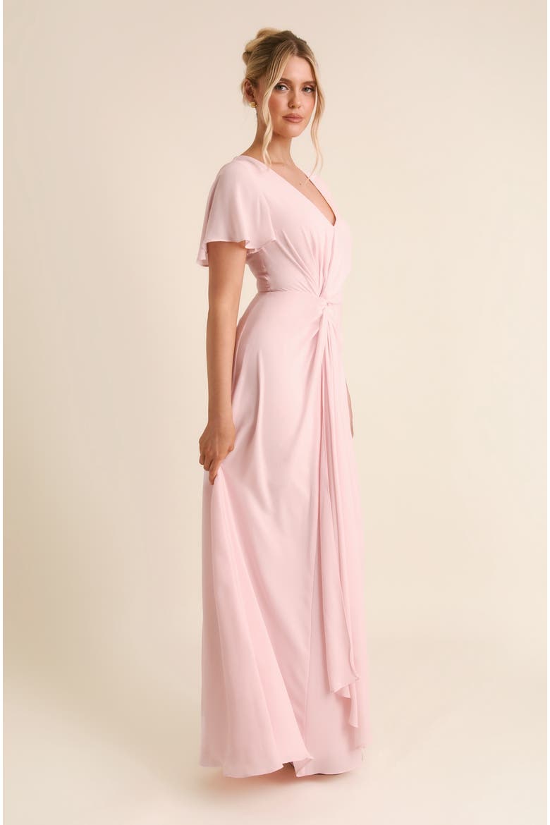 Knot Front Chiffon Bridesmaid Dress, Alternate, color, Ballet Pink